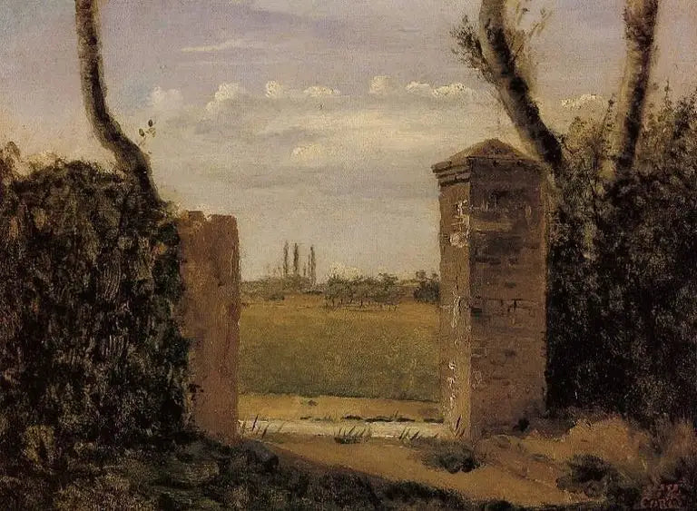 Bois-Guillaume, près de Rouen, porte flanquée de deux piliers - جان-باتيست كاميل كوروت