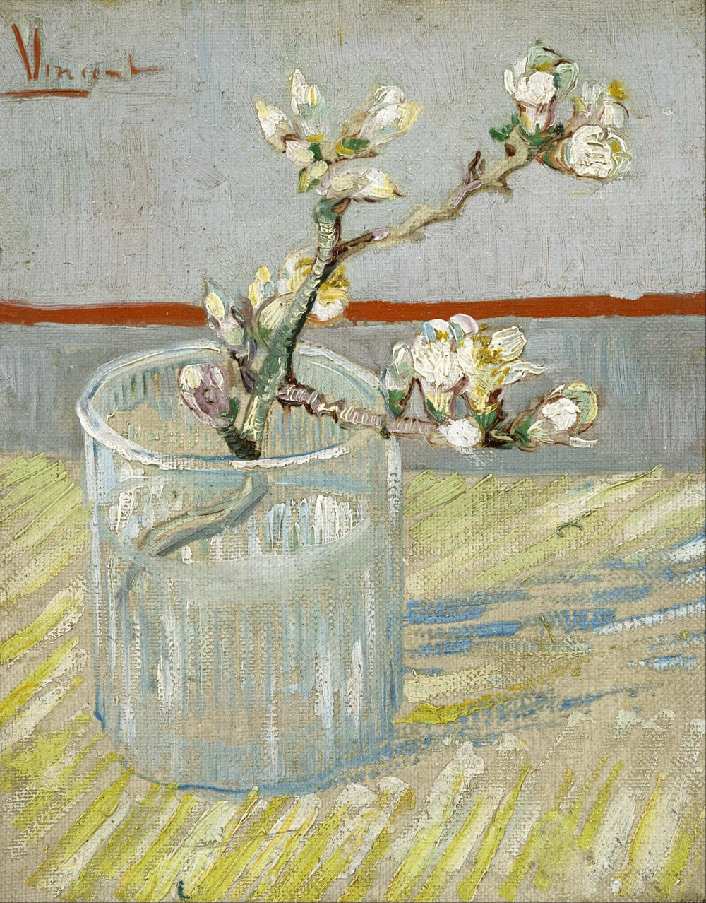 Branche d'amandier en fleur dans un verre - Vincent van Gogh image 1 reproduction artisanale de tableau