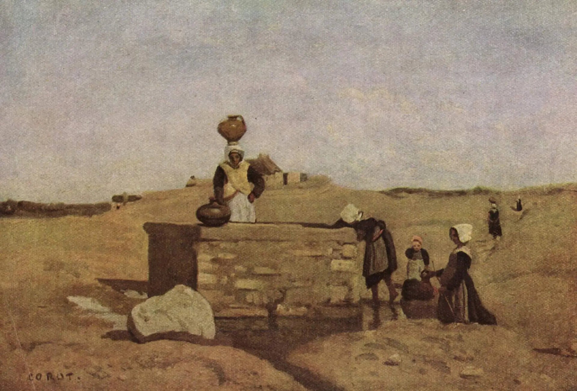 Bretonnes à la fontaine - Jean-Baptiste Camille Corot image 1 copie peinte à la main à l’huile
