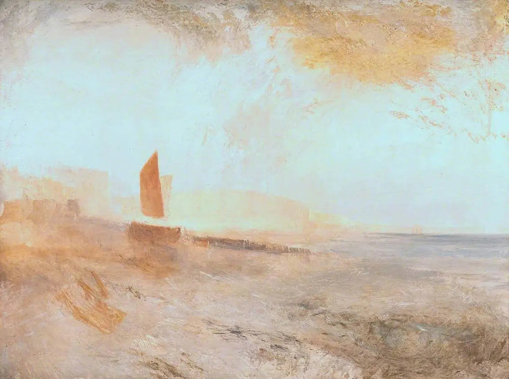 Brighton Beach, with the Chain Pier in the Distance, from the West - J. M. W. Turner image 1 tableau peint à l’huile sur toile