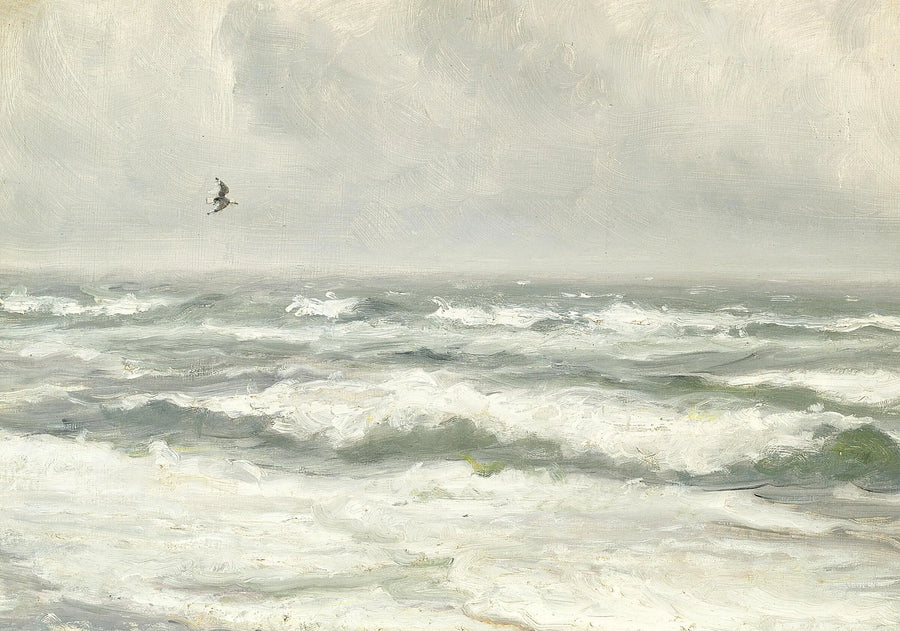 Briser les vagues par une journée grise. - Michael Peter Ancher