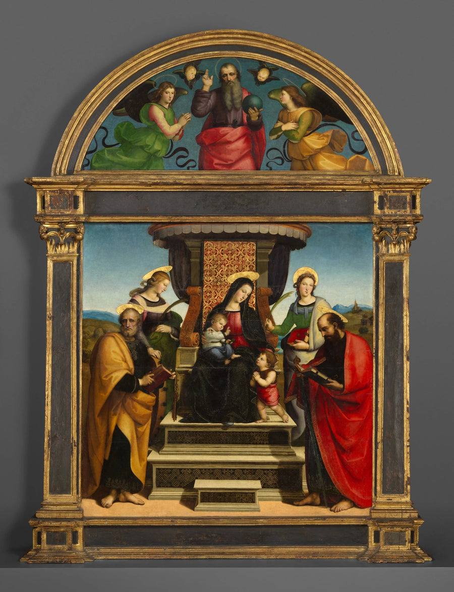 La Vierge à l'Enfant trônant entourée de saints - Raphael (Raffaello Sanzio or Santi) - Réproduction huile sur toile