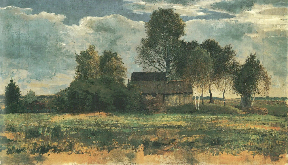 Reproduction du tableau « Cabanes de landes dans la mousse de Dachau - Franz Marc » par Alpha Reproduction en peinture à l’huile