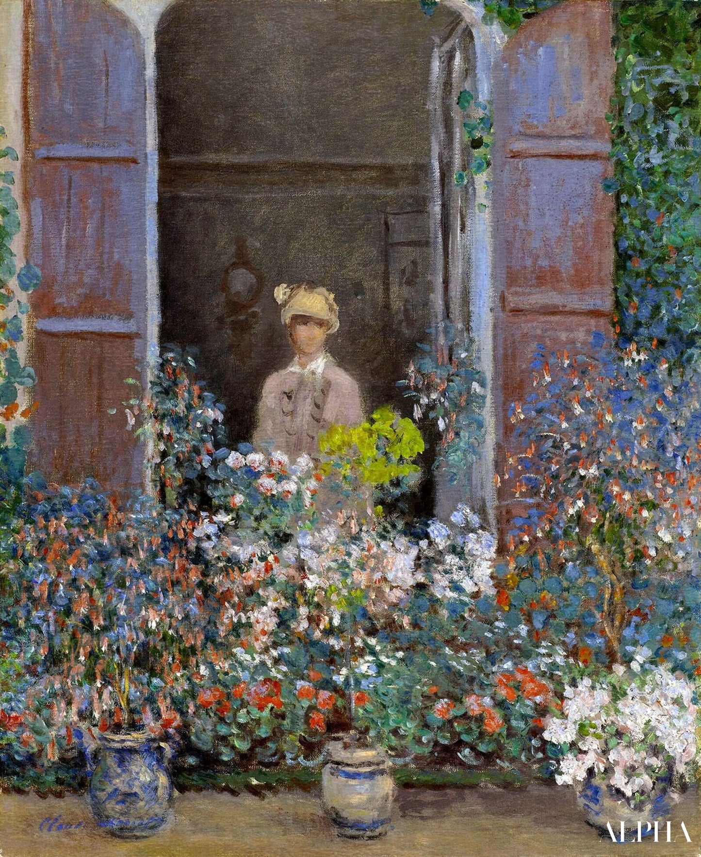 Camille Monet à sa fenêtre, Argenteuil - Claude Monet - Reproductions de tableaux et peintures haut de gamme