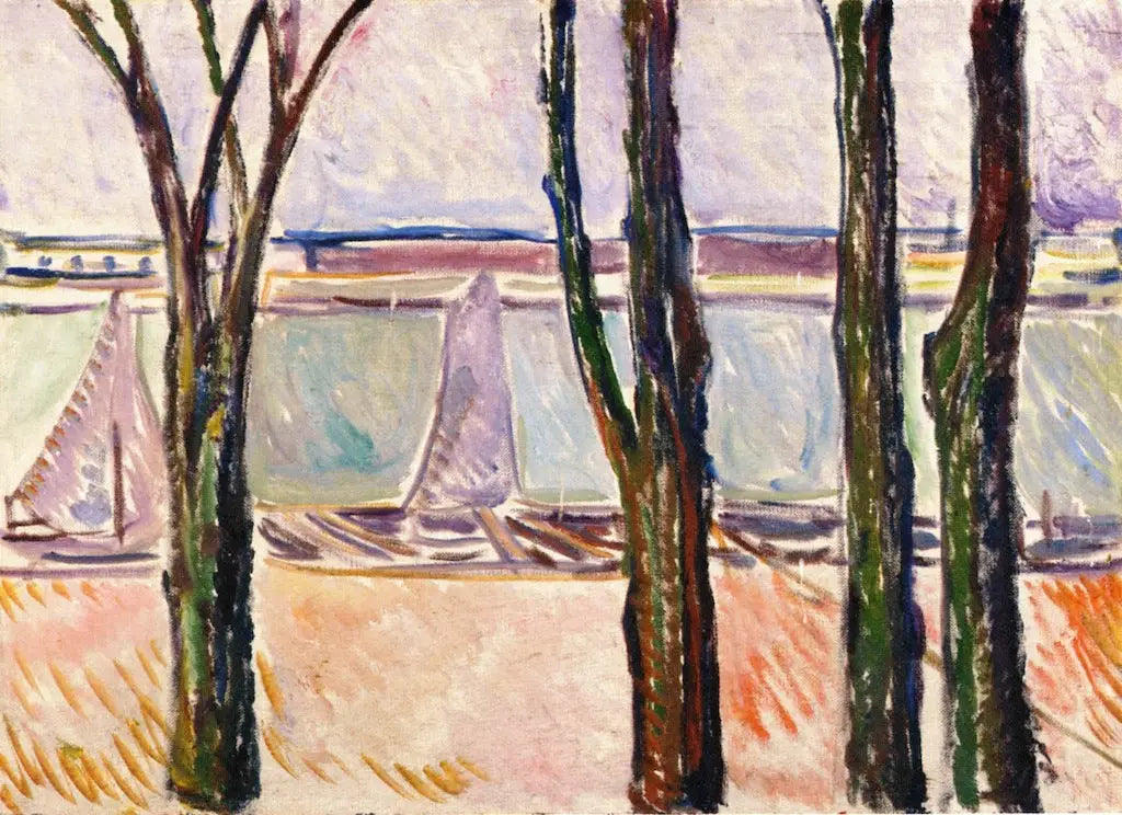canal à Warnemünde - Edvard Munch image 1 copie peinte à la main à l’huile