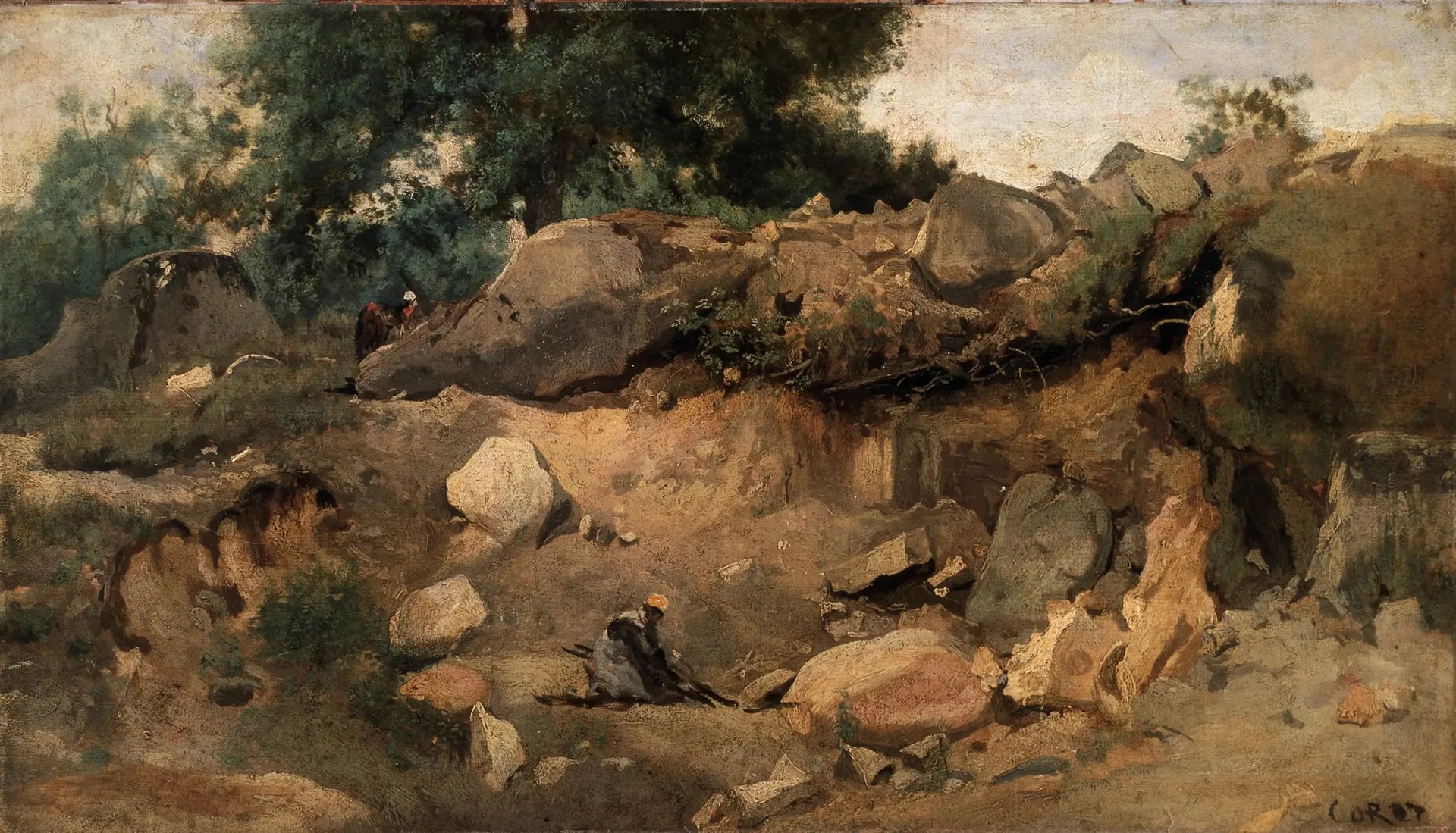 Carrière de la Chaise-Marie, Fontainebleau - Jean-Baptiste Camille Corot image 1 copie peinte à la main à l’huile