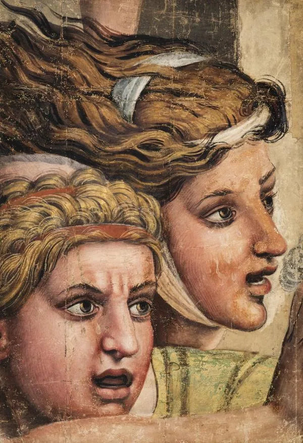 Carton de tapisserie : Deux têtes du Massacre des Innocents - Giulio Romano