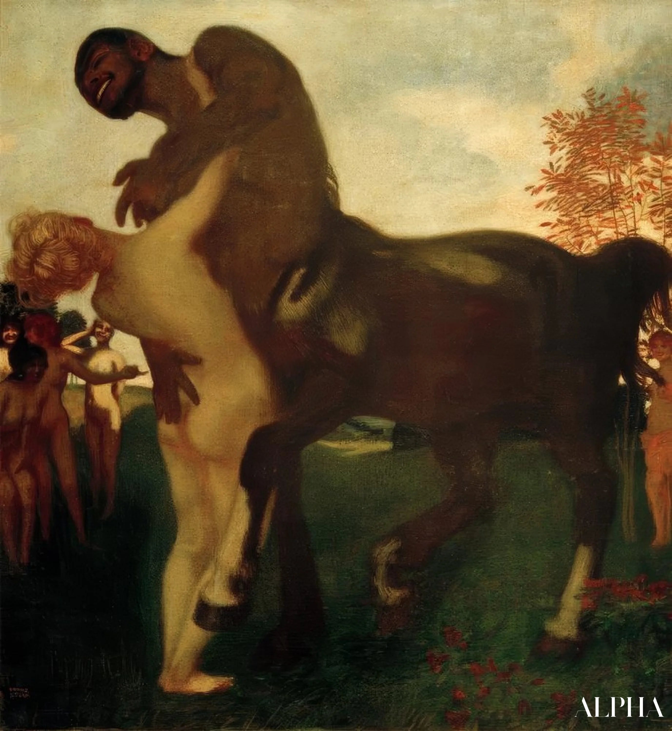 Reproduction du tableau « Centaure et Nymphe - Franz Von Stuck » par Alpha Reproduction en peinture à l’huile
