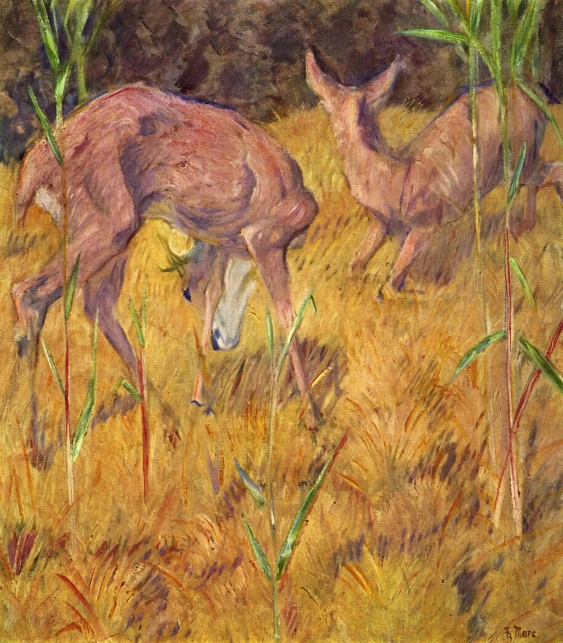 Cerf dans les roseaux - Franz Marc image 1 reproduction artisanale de tableau