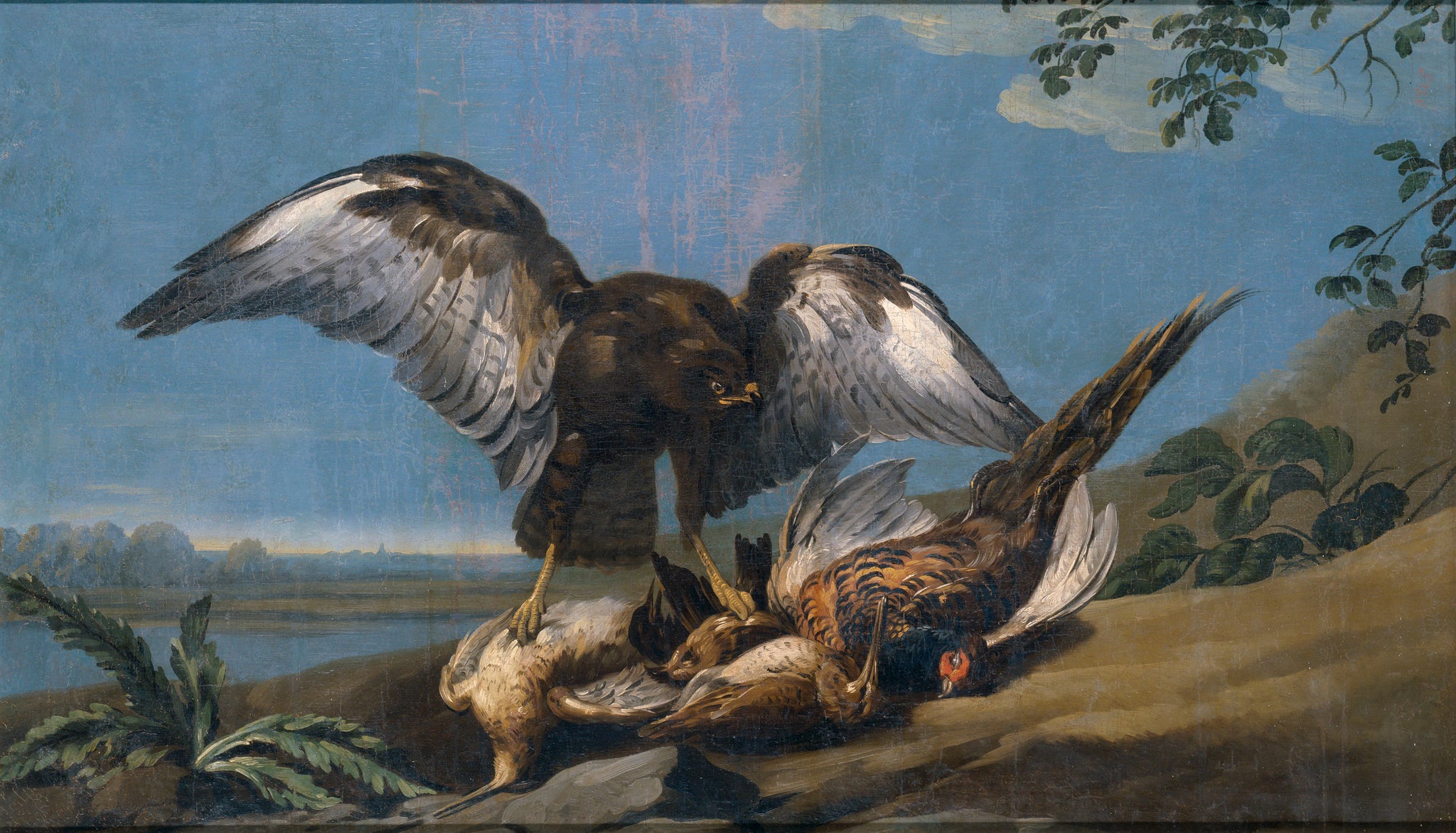 Cerf-volant avec un groupe d'oiseaux morts - José del Castillo