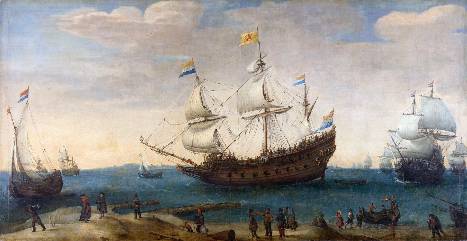 Un certain nombre d'Indiens au large des côtes - Hendrick Cornelisz Vroom