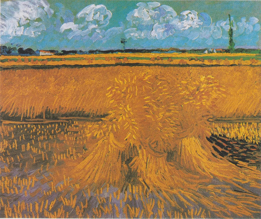 Champ de blé avec gerbes - Vincent van Gogh image 1 reproduction de peinture à l’huile