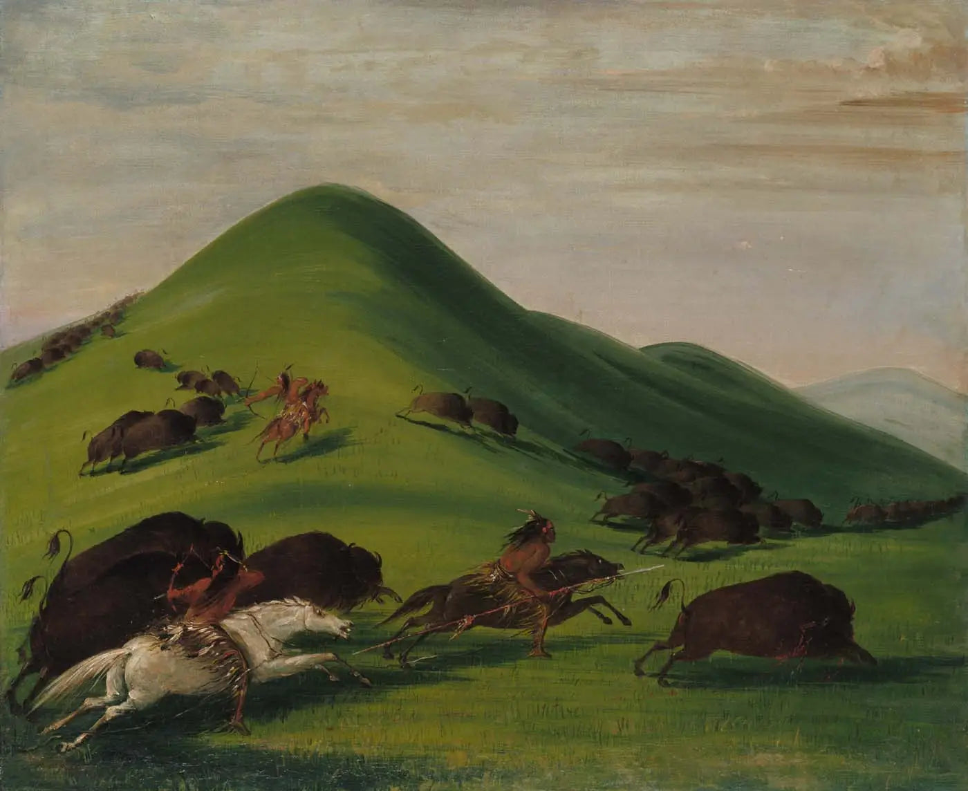 Chasse au bison sur Prairie Bluffs - George Catlin - Alpha Reproduction