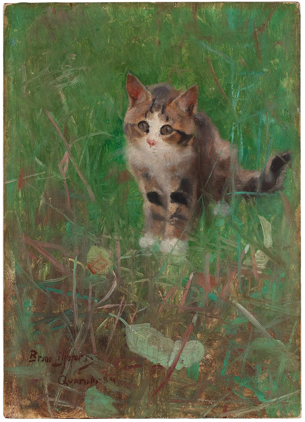 Chat dans la verdure estivale - Bruno Liljefors image 1 reproduction d’œuvre d’art à l’huile