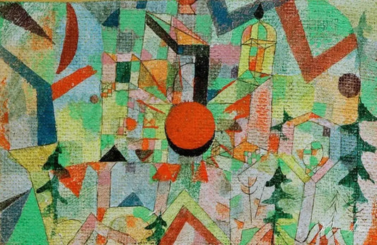 Château avec soleil couchant - Paul Klee - Reproductions de tableaux et peintures haut de gamme