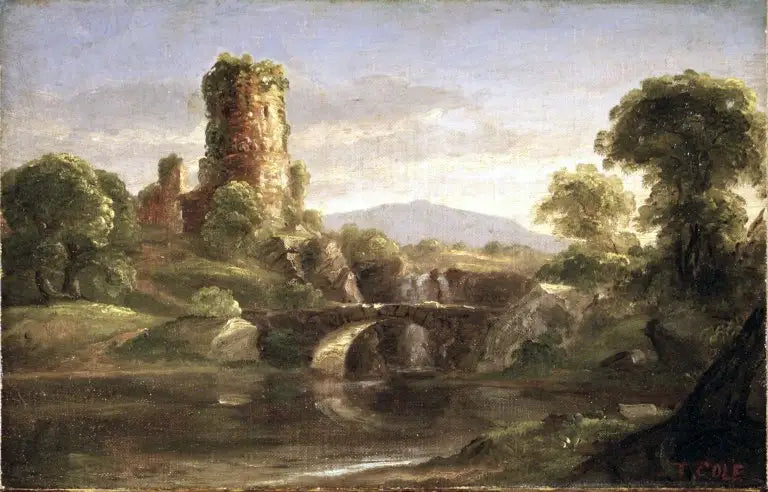 Château en ruine et rivière - Thomas Cole - Alpha Reproduction