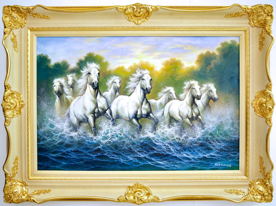 خيول بيضاء وأنهار | 90 × 60 سم