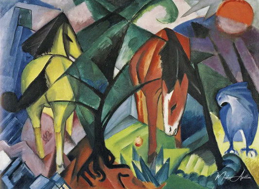 Chevaux et aigle - Franz Marc - Reproductions de tableaux et peintures haut de gamme