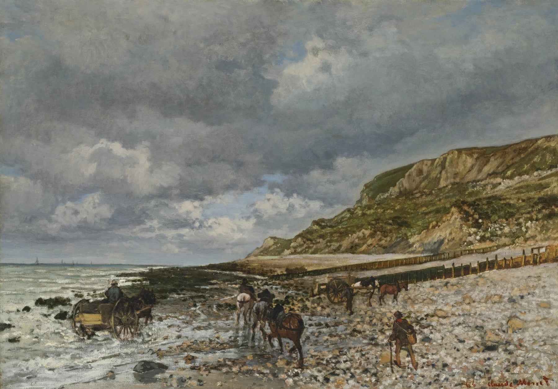 Chevaux à la pointe de la Hève W40 par Claude Monet, 1864