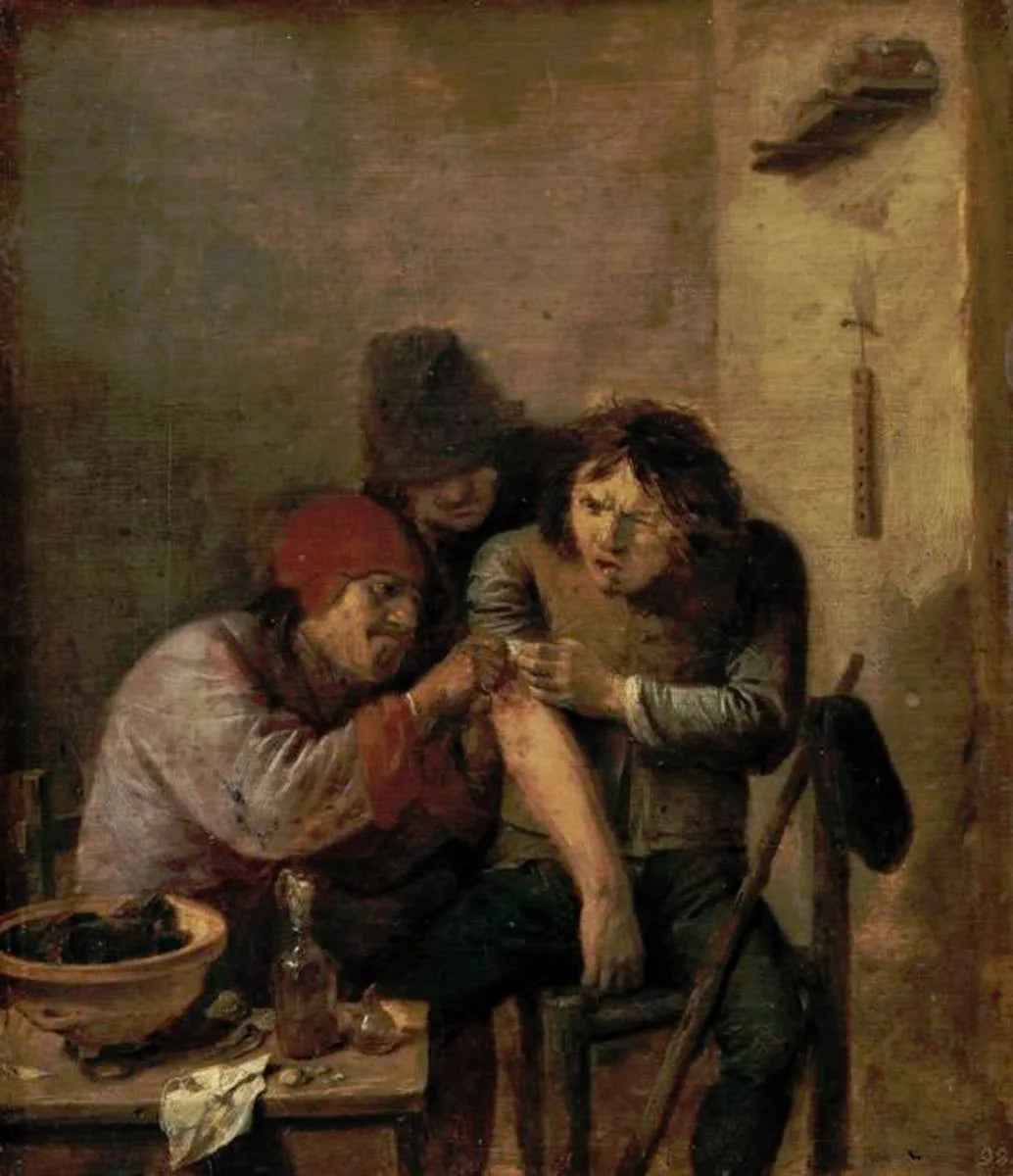 Chirurgien du village (Allégorie du sens du toucher) - Adriaen Brouwer image 1 copie de tableau peinte à la main