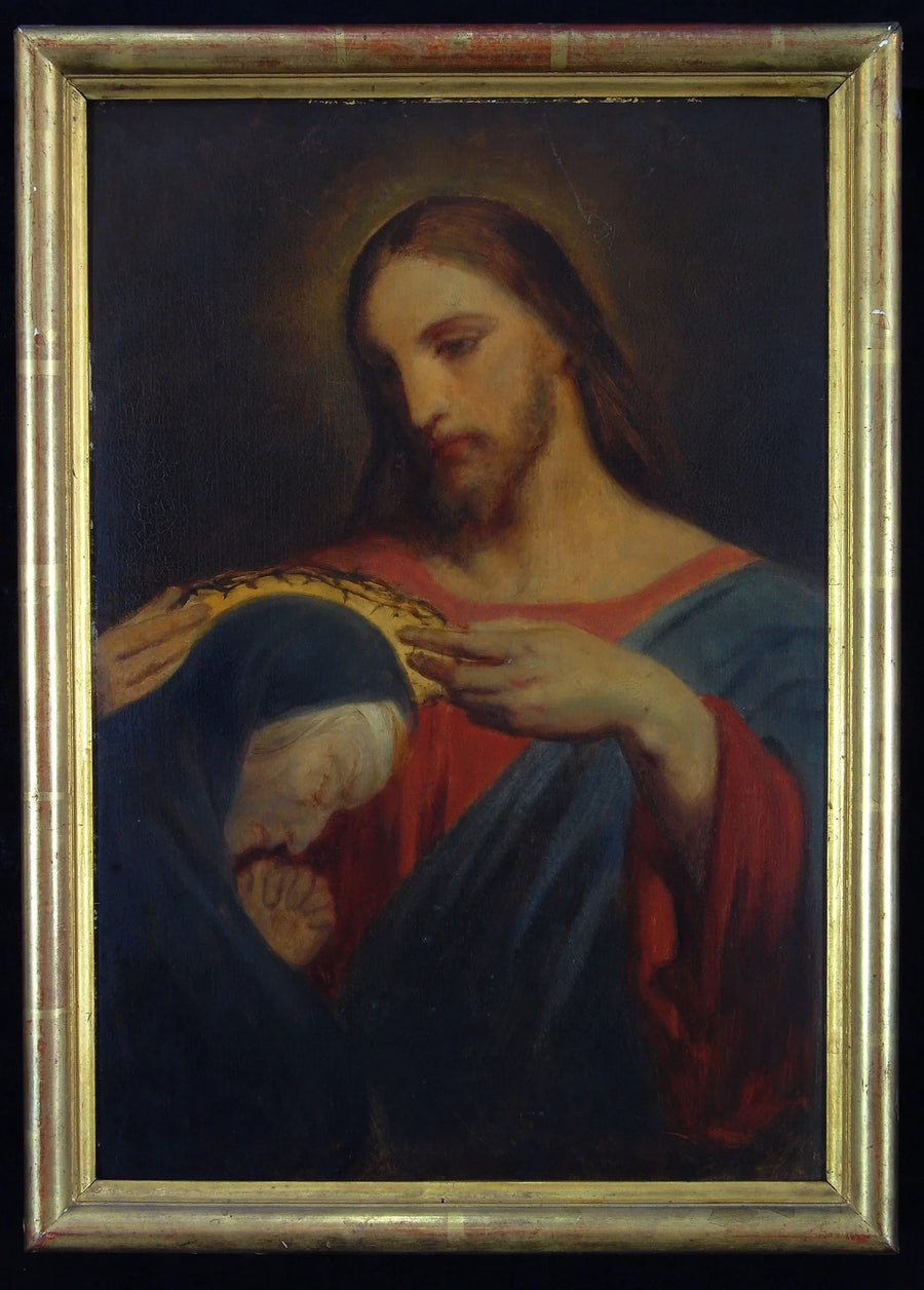 Christus plaatst de doornenkroon op het hoofd van koningin Maria Amelia - Ary Scheffer image 1 copie de tableau peinte à la main
