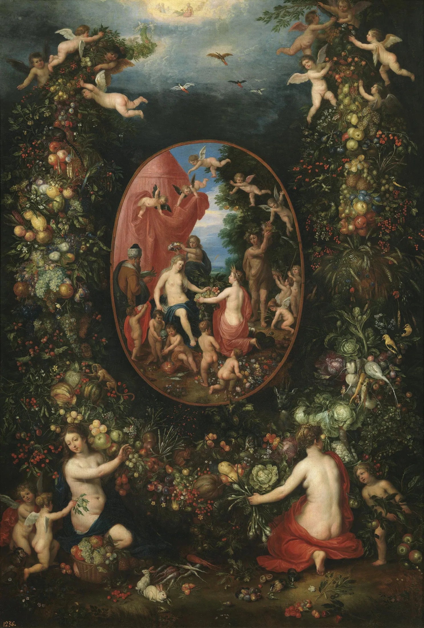 Cibèle et les saisons dans une guirlande de fruits - Jan Brueghel le Jeune image 1 reproduction d’œuvre d’art à l’huile