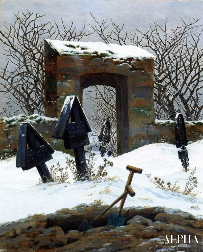 Cimetière sous la neige - Caspar David Friedrich - Reproductions de tableaux et peintures haut de gamme