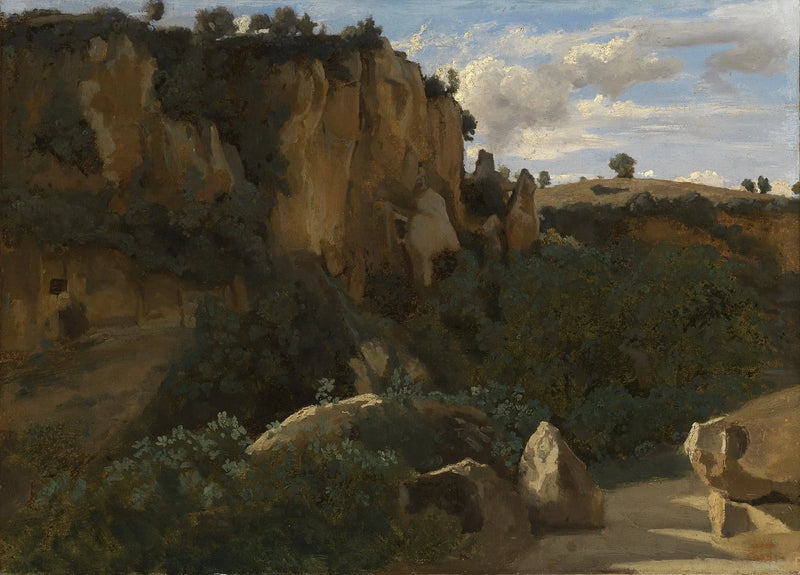 Civita Castellana. Rochers dominant la vallée boisée - جان-باتيست كاميل كوروت
