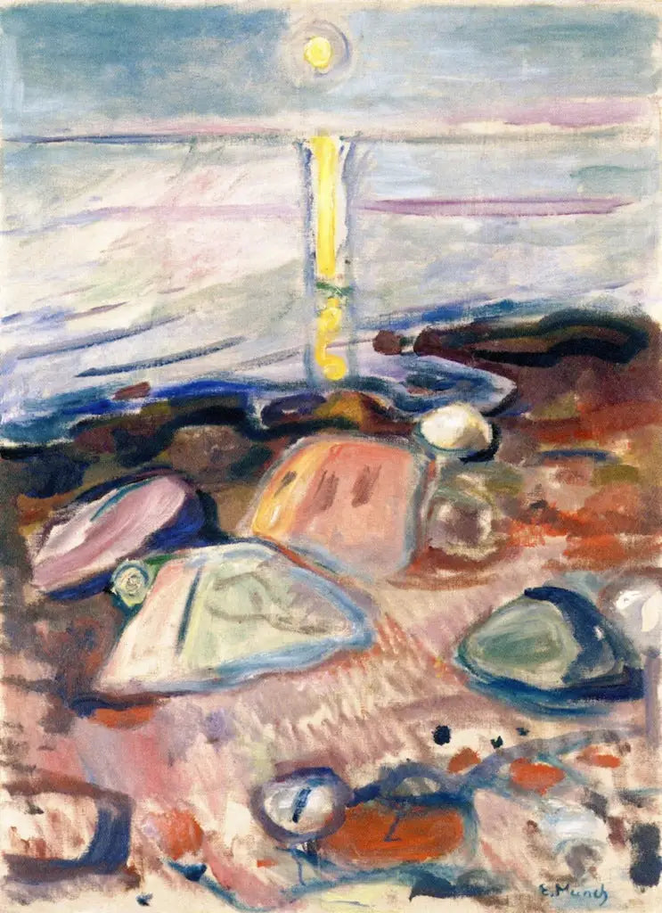 Clair de lune sur la plage - Edvard Munch image 1 reproduction artisanale de tableau