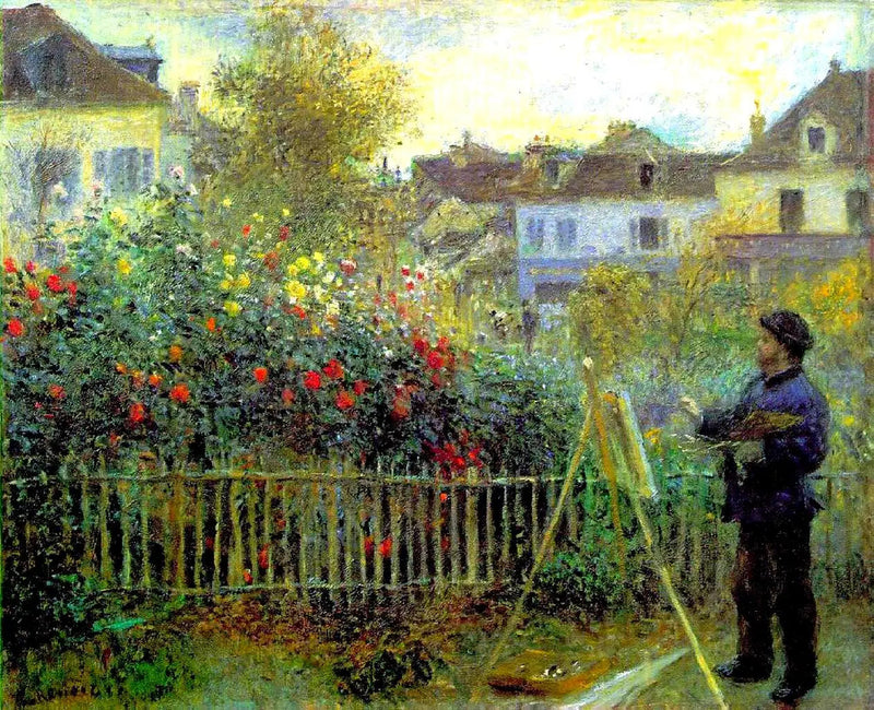 كلود مونيه يرسم في حديقته في أرجنتوي - بيير أوغست رينوار