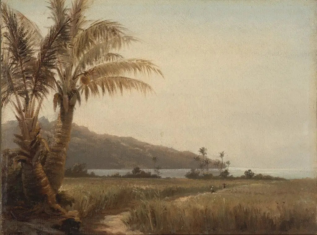 Reproduction du tableau « Cocotiers au bord de la mer - Camille Pissarro » par Alpha Reproduction en peinture à l’huile