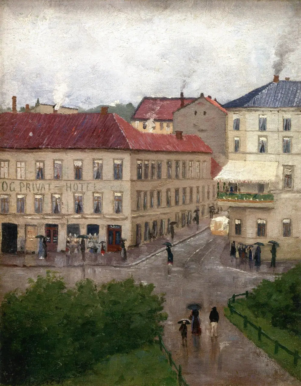 Reproduction du tableau « Coin de rue sur Karl Johan, Grand Café - Edvard Munch » par Alpha Reproduction en peinture à l’huile