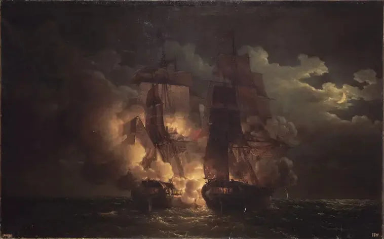 Combat naval en vue des Îles de Loz, 7 février 1813 - Louis-Philippe Crépin image 1 copie de tableau peinte à la main