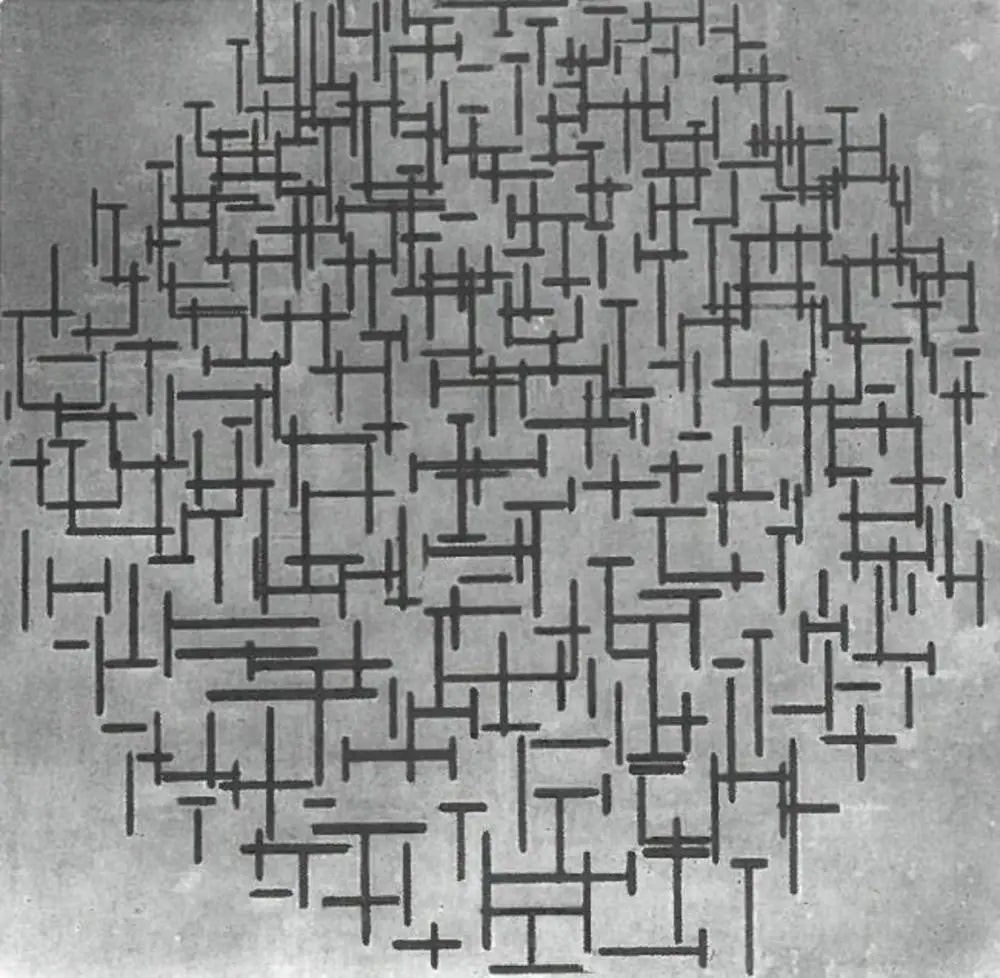 Reproduction du tableau « Composition en ligne - Piet Mondrian » par Alpha Reproduction en peinture à l’huile