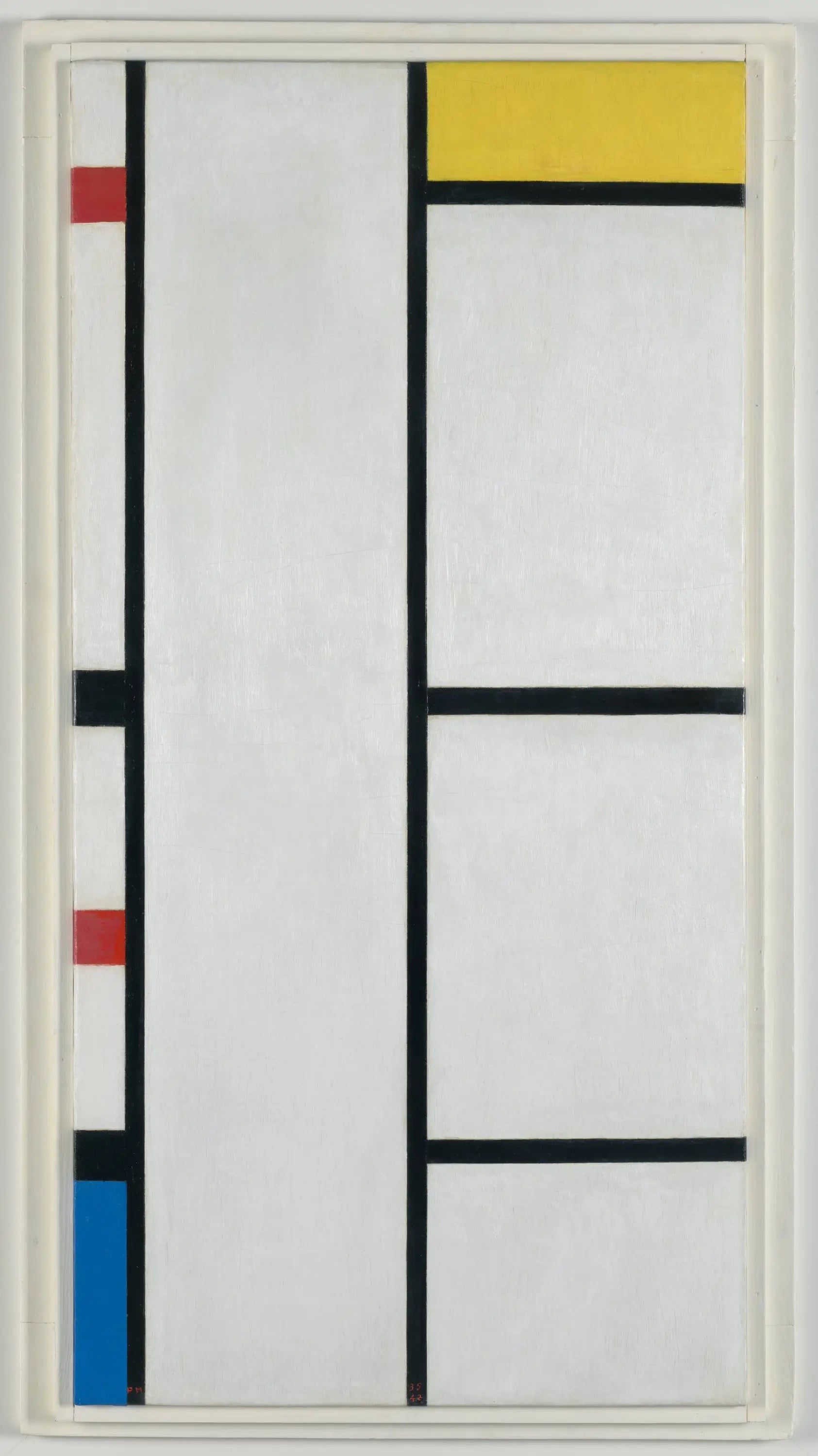 Reproduction du tableau « Composition (n° III) blanc-jaune / Composition avec rouge, jaune et bleu - Piet Mondrian » par Alpha Reproduction en peinture à l’huile