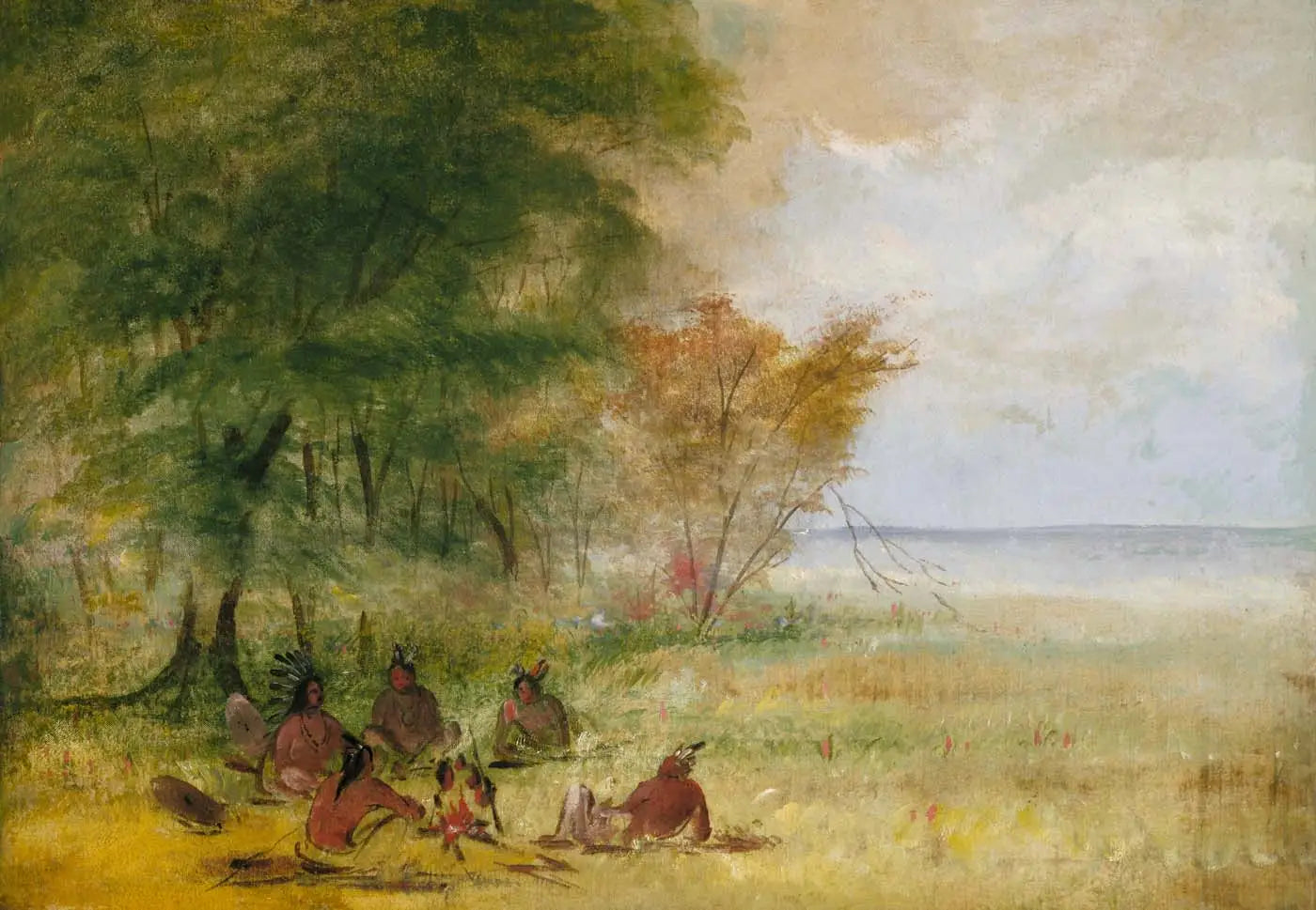 Conseil indien Sioux chefs en profonde délibération - George Catlin - Alpha Reproduction