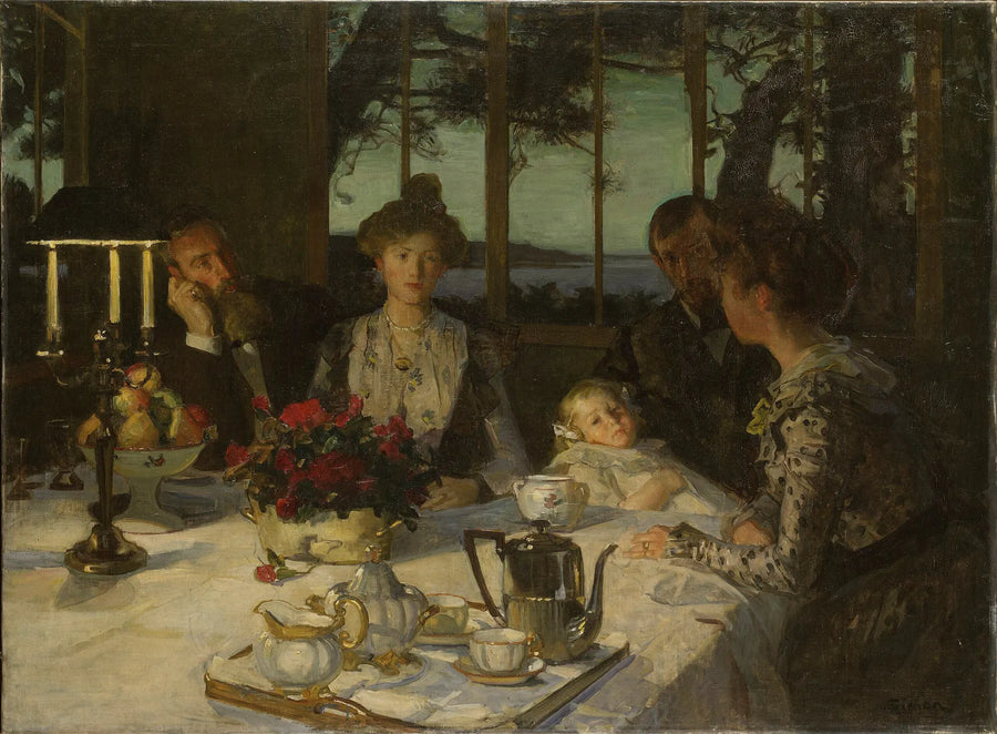 Conversation au crépuscule - Lucien Simon image 1 reproduction de peinture à l’huile
