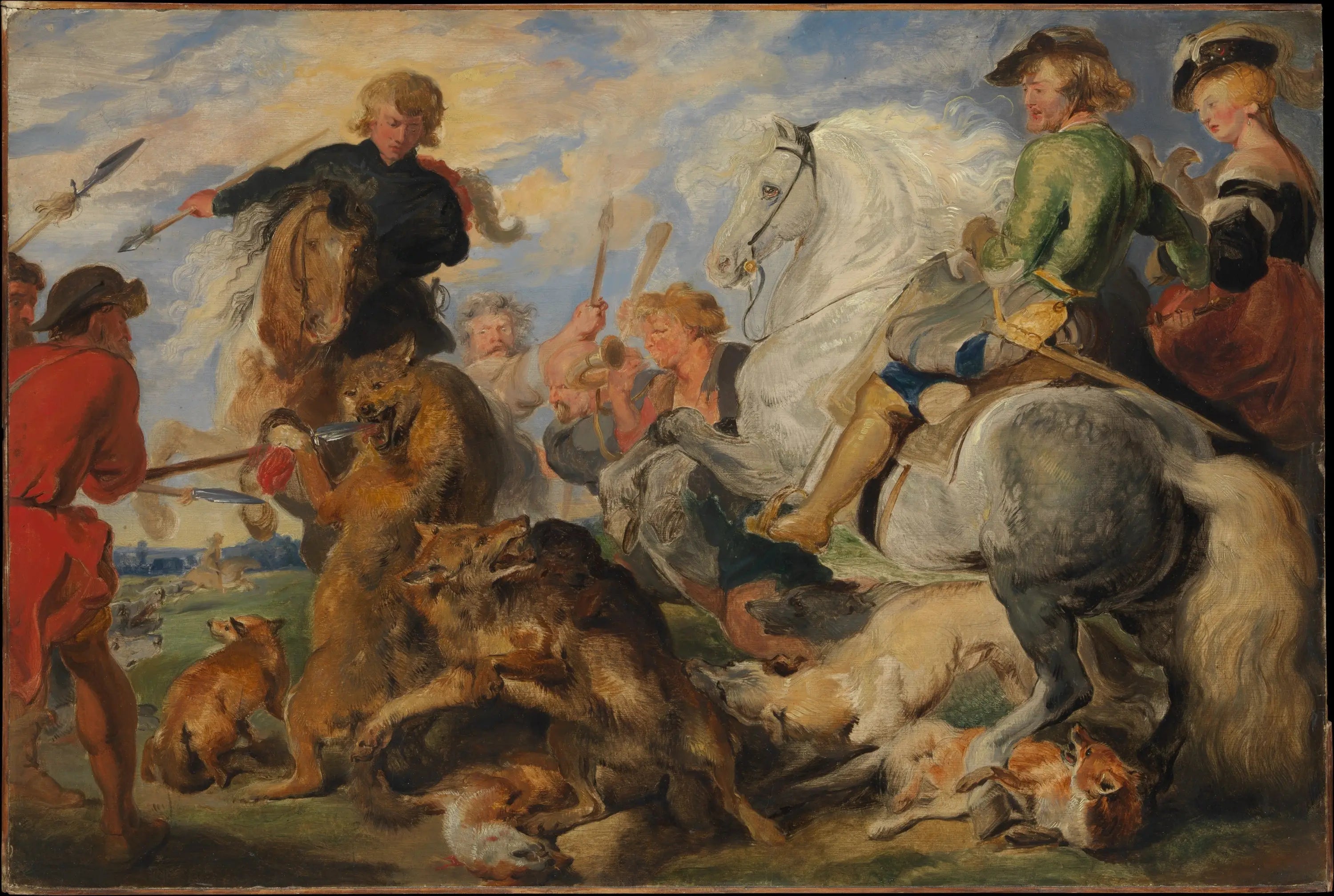 Copie d’après « La chasse au loup et au renard » de Rubens - Edwin Henry Landseer - Alpha Reproduction