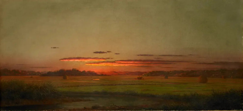 غروب الشمس، عربة قش في الأفق - مارتن جونسون هيد