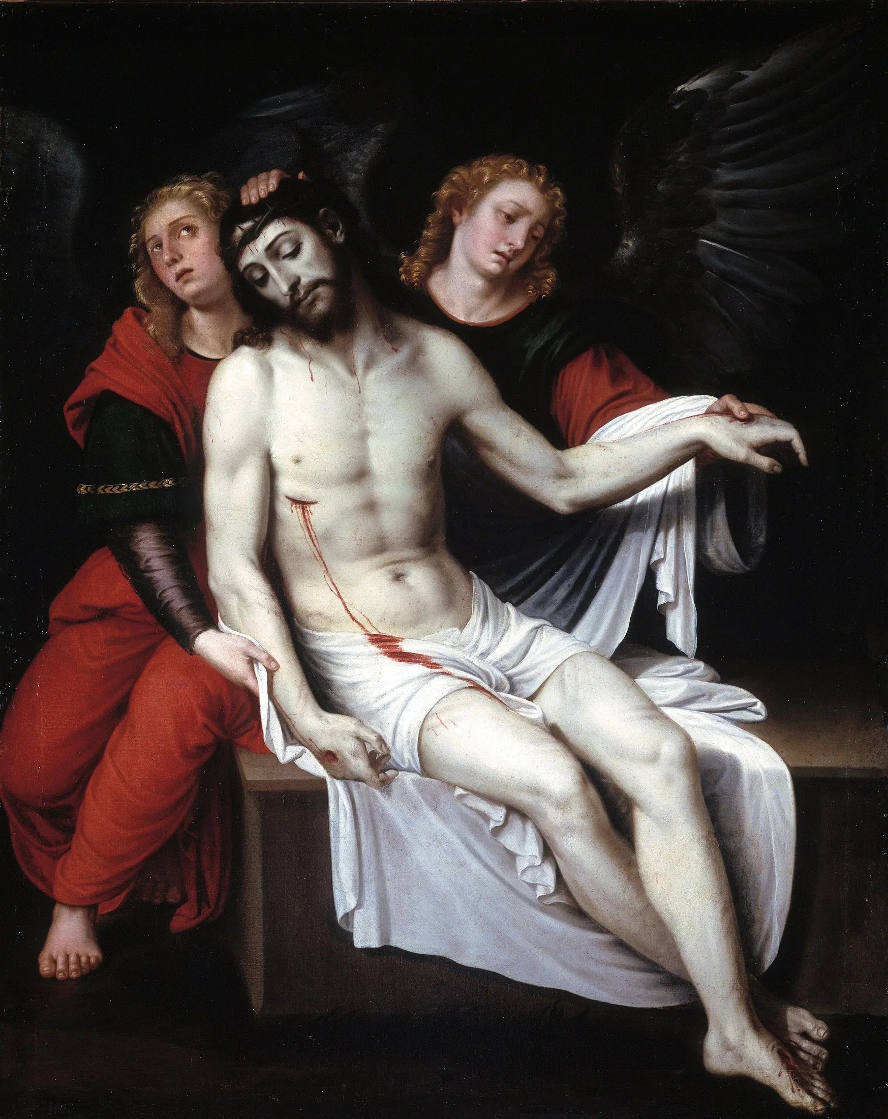 Cristo muerto sostenido por dos ángeles - Francisco Ribalta image 1 copie peinte à la main à l’huile