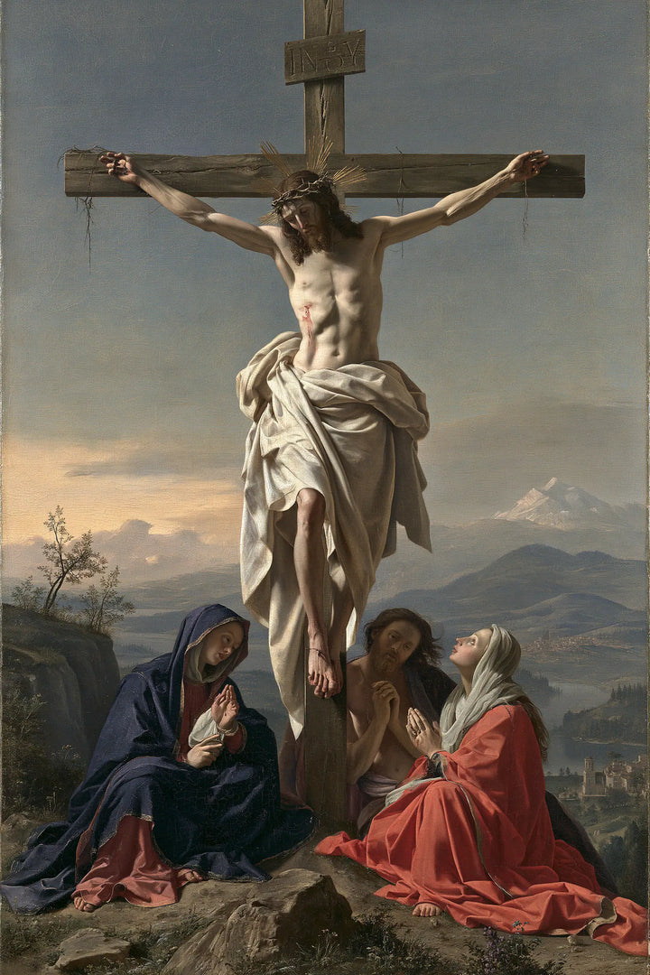 Crucifixion du soir avec trois figures recueillies