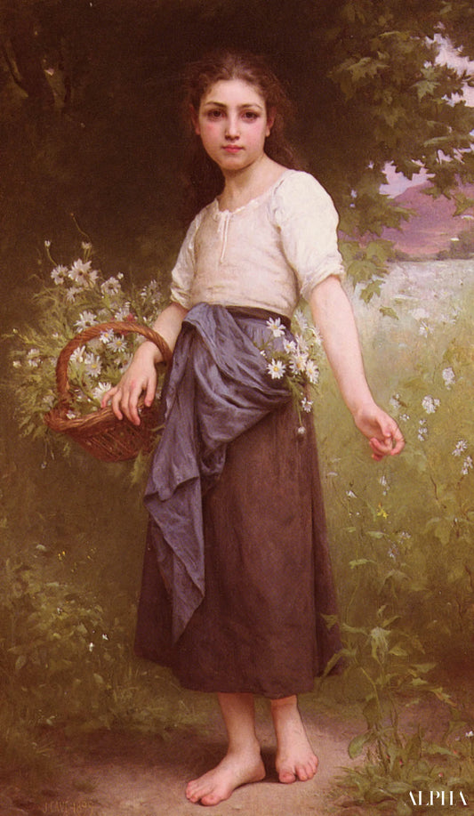 Cueillir des marguerites - Jules-Cyrille Cavé - Reproductions de tableaux et peintures haut de gamme