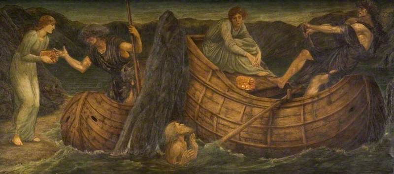 Cupidon et Psyché - Peintures murales vertes du palais - Edward Burne-Jones image 1 reproduction de peinture à l’huile