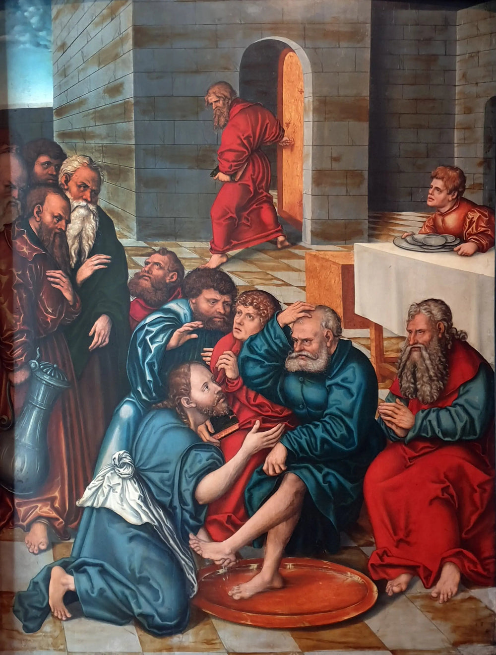Cycle de la Passion : Le Christ lavant les pieds des apôtres - Lucas Cranach the Elder image 1 copie peinte à la main à l’huile