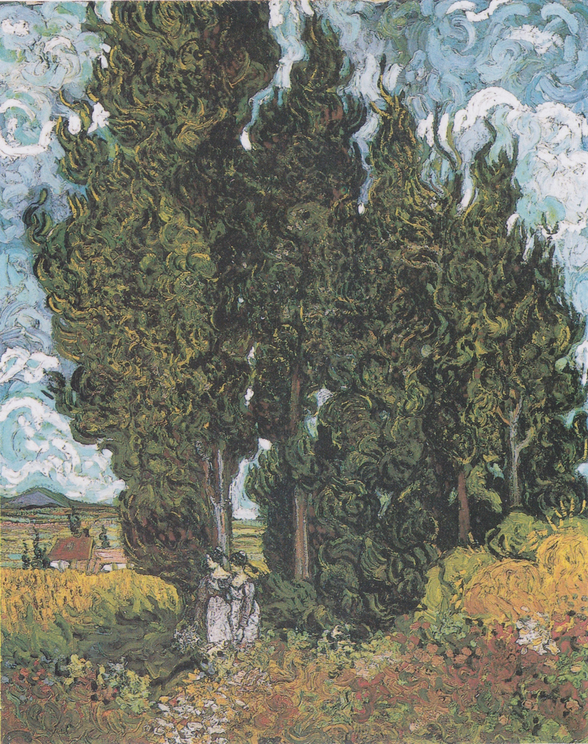 Cyprès avec deux figures F620 de Vincent van Gogh – Kröller-Müller Museum