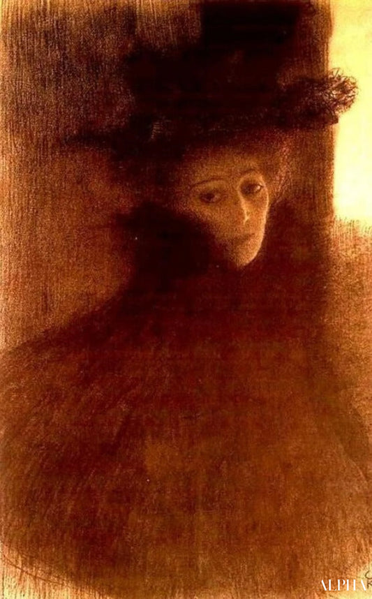 Dame à la cape et au chapeau - Gustav Klimt - Reproductions de tableaux et peintures haut de gamme