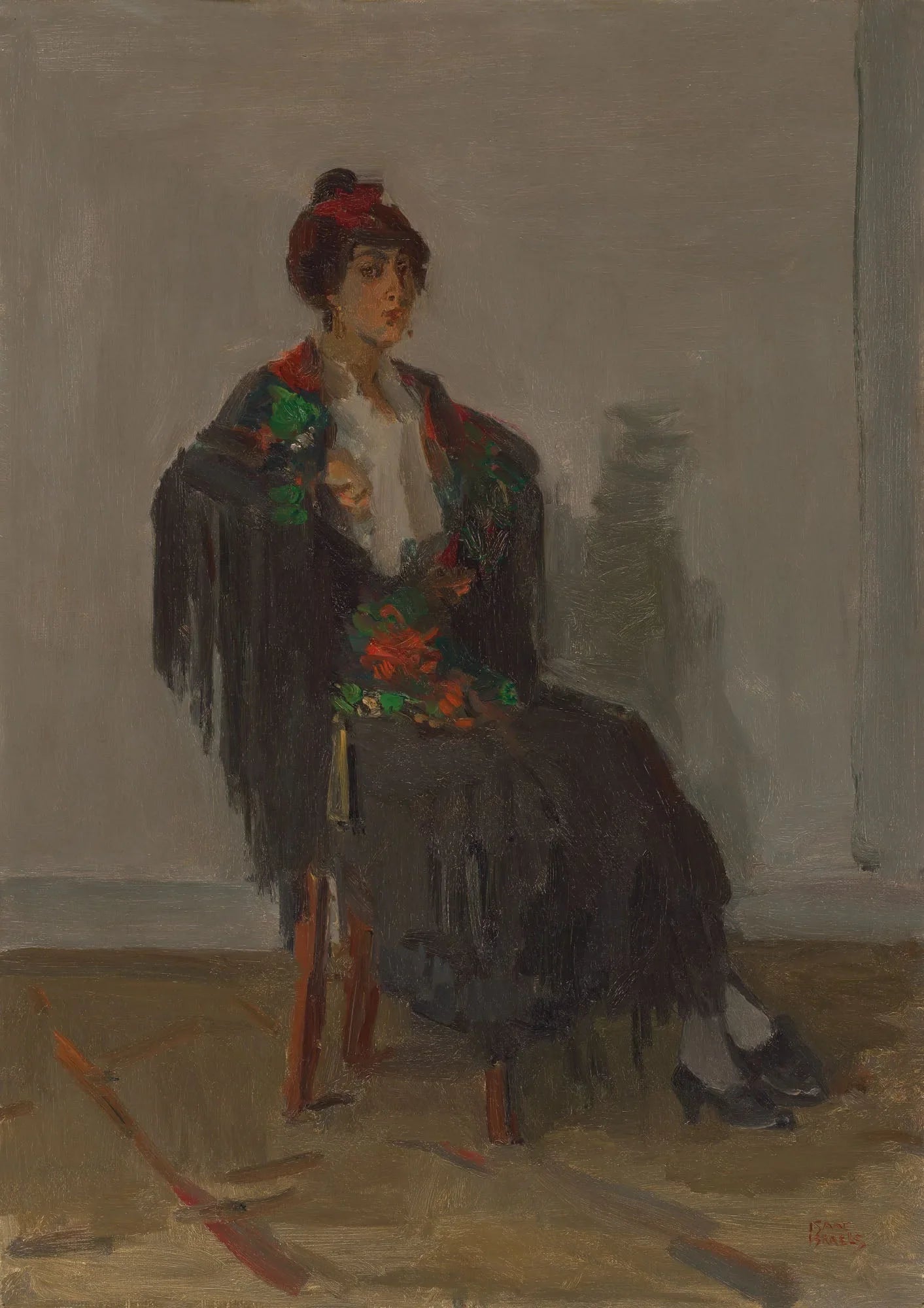 Dame assise en robe espagnole - Isaac Israëls image 1 copie de tableau peinte à la main