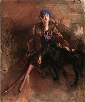 Dame avec un lévrier noir - Giovanni Boldini - Alpha Reproduction