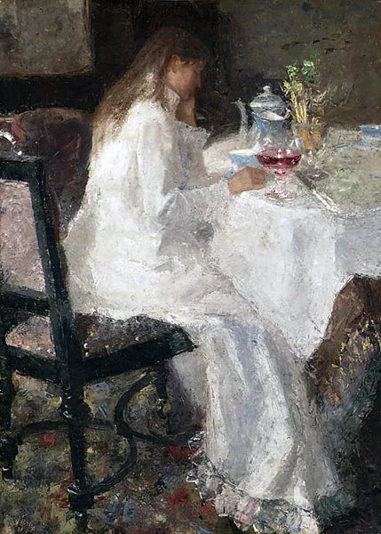 Dame en blanc - Jan Toorop image 1 copie peinte à la main à l’huile