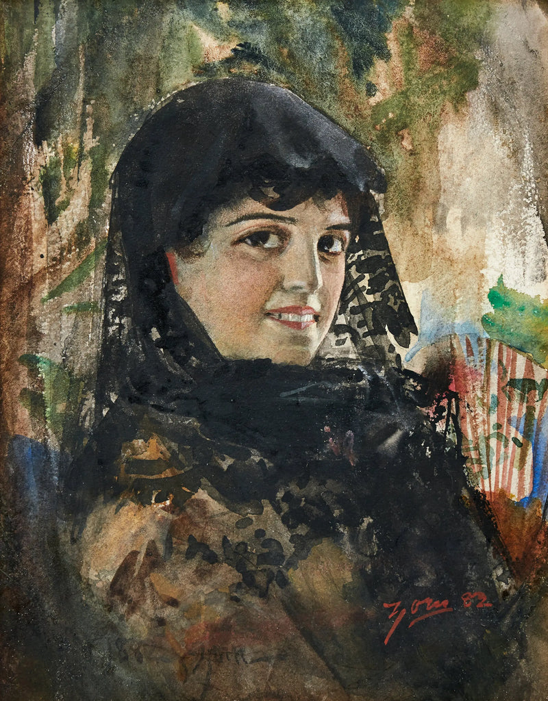 سيدة إسبانية ترتدي الحجاب الأسود - أندرس زورن